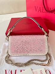 Fortok Valentino VLogo Signature Loco Shoulder Bag Pink With Crystal Diamonds 19x10.5x5cm - 3