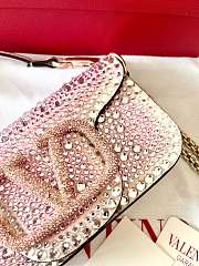 Fortok Valentino VLogo Signature Loco Shoulder Bag Pink With Crystal Diamonds 19x10.5x5cm - 4