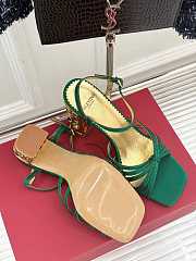 Fortok Valentino Crystal Heel High-heeled Sandals Green - 6