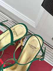 Fortok Valentino Crystal Heel High-heeled Sandals Green - 5