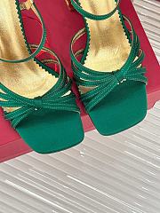 Fortok Valentino Crystal Heel High-heeled Sandals Green - 4