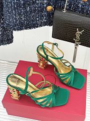 Fortok Valentino Crystal Heel High-heeled Sandals Green - 3
