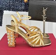 Fortok Valentino Crystal Heel High-heeled Sandals Gold - 1