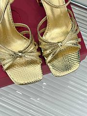 Fortok Valentino Crystal Heel High-heeled Sandals Gold - 6