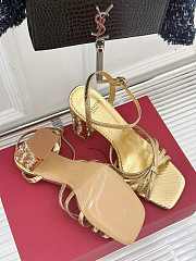 Fortok Valentino Crystal Heel High-heeled Sandals Gold - 3