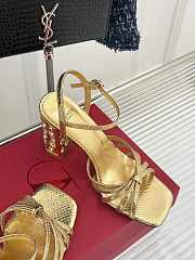 Fortok Valentino Crystal Heel High-heeled Sandals Gold - 2