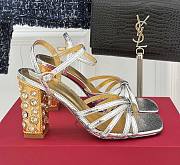 Fortok Valentino Crystal Heel High-heeled Sandals Silver - 1
