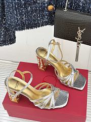 Fortok Valentino Crystal Heel High-heeled Sandals Silver - 3