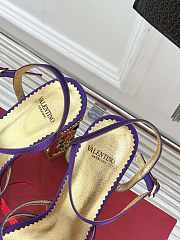 Fortok Valentino Crystal Heel High-heeled Sandals Purple - 5