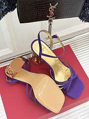 Fortok Valentino Crystal Heel High-heeled Sandals Purple - 3