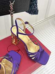 Fortok Valentino Crystal Heel High-heeled Sandals Purple - 2