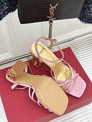 Fortok Valentino Crystal Heel High-heeled Sandals Pink - 5