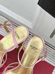 Fortok Valentino Crystal Heel High-heeled Sandals Pink - 4