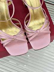 Fortok Valentino Crystal Heel High-heeled Sandals Pink - 3