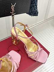 Fortok Valentino Crystal Heel High-heeled Sandals Pink - 2