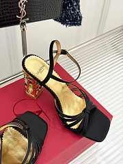 Fortok Valentino Crystal Heel High-heeled Sandals Black - 6