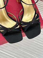 Fortok Valentino Crystal Heel High-heeled Sandals Black - 5