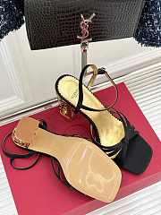 Fortok Valentino Crystal Heel High-heeled Sandals Black - 4