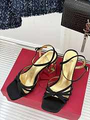 Fortok Valentino Crystal Heel High-heeled Sandals Black - 3