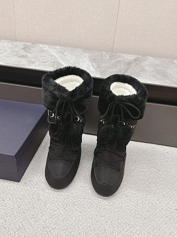 Fortok Dior Black Leather and Shearling Snow Boots