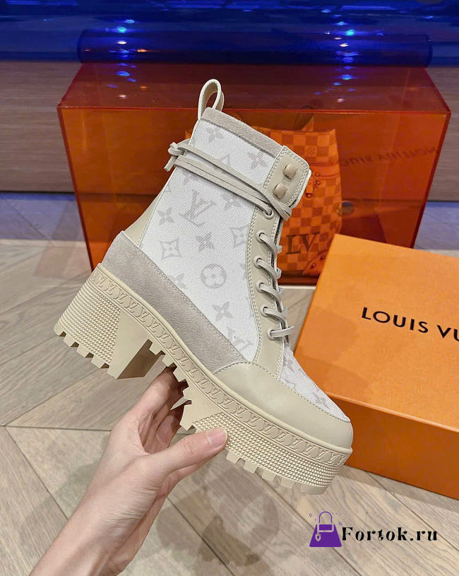 Fortok Louis Vuitton Laureate Platform Desert Boot White - 1