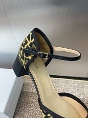 Fortok Dior Embroidery Raglan Pattern Pearl Button Flat Ballet - 4