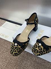 Fortok Dior Embroidery Raglan Pattern Pearl Button Flat Ballet - 3