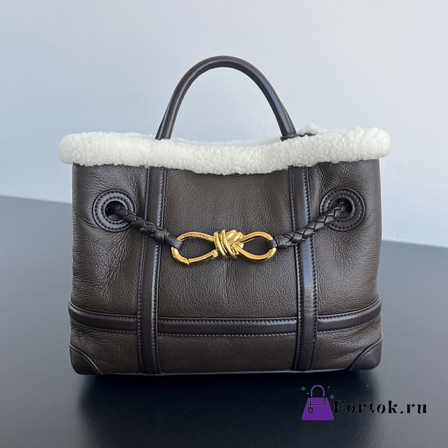 Fortok Bottega Veneta Andiamo Small Leather-Shearling Top-Handle Bag 806088 25x22x10.5cm - 1