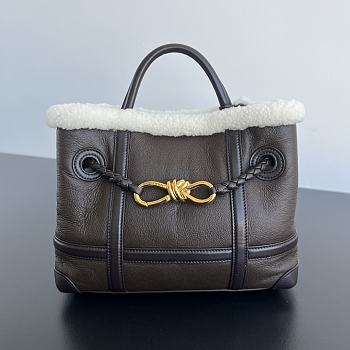 Fortok Bottega Veneta Andiamo Small Leather-Shearling Top-Handle Bag 806088 25x22x10.5cm