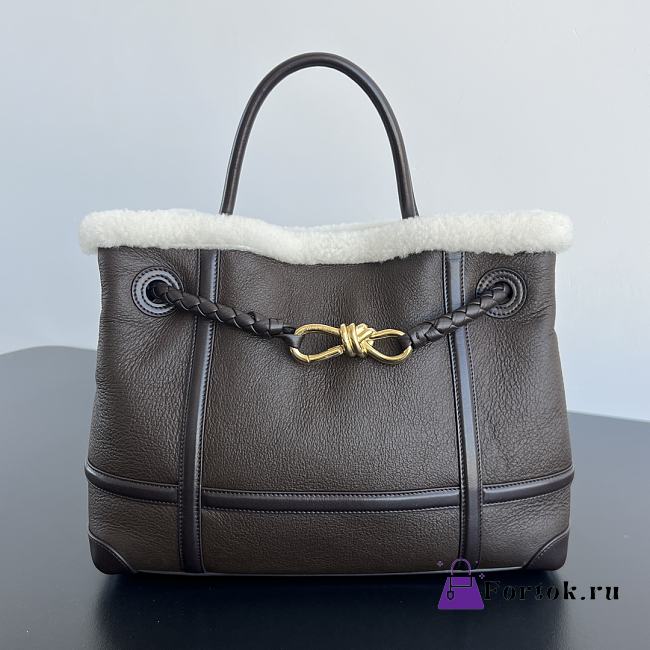 Fortok Bottega Veneta Andiamo Small Leather-Shearling Top-Handle Bag 743572 32.5x24x12cm - 1
