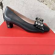 Fortok Valentino Bow High-heeled Shoes Black - 5