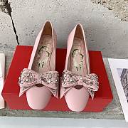 Fortok Valentino Bow High-heeled Shoes Pink - 1