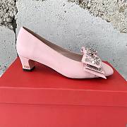 Fortok Valentino Bow High-heeled Shoes Pink - 2