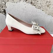Fortok Valentino Bow High-heeled Shoes White - 6