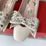 Fortok Valentino Bow High-heeled Shoes White - 3