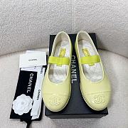 Fortok Chanel Mary Jane Shoes Yellow Patent Leather - 1