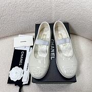 Fortok Chanel Mary Jane Shoes White Patent Leather - 1
