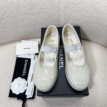 Fortok Chanel Mary Jane Shoes White Patent Leather