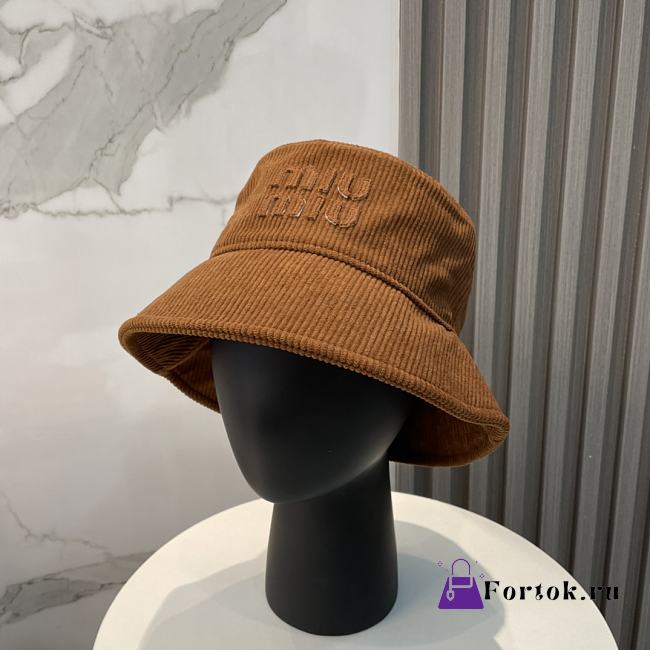 Fortok Miu Miu Corduroy Bucket Hat Brown - 1