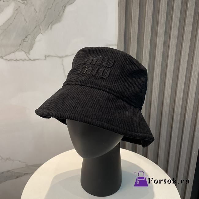 Fortok Miu Miu Corduroy Bucket Hat Black - 1