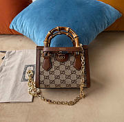 Fortok Gucci Diana Crystal Mini Tote Bag Brown 20x16x10cm - 1