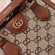Fortok Gucci Diana Crystal Mini Tote Bag Brown 20x16x10cm - 3