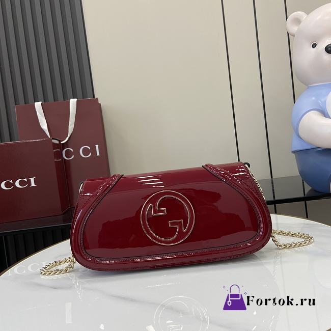Fortok Gucci Blondie Small Shoulder Bag Red Patent Leather 814952 29.5x12.5x7cm - 1