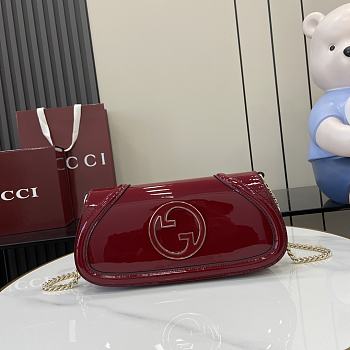 Fortok Gucci Blondie Small Shoulder Bag Red Patent Leather 814952 29.5x12.5x7cm