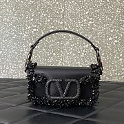 Fortok Valentino Loco Embroidered Crystal VLogo Bag Black 19x10.5x5cm - 1