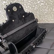 Fortok Valentino Loco Embroidered Crystal VLogo Bag Black 19x10.5x5cm - 5