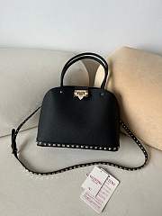 Fortok Valentino Garavani Rockstud Grained Calfskin Bag Black 22073L 28x21x14cm - 1