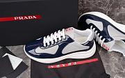 Fortok Prada America's Cup Dark Blue Patent Leather and Grey Technical Fabric Sneakers - 1