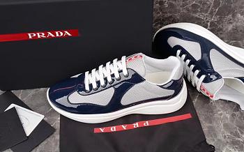 Fortok Prada America's Cup Dark Blue Patent Leather and Grey Technical Fabric Sneakers