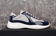 Fortok Prada America's Cup Dark Blue Patent Leather and Grey Technical Fabric Sneakers - 6